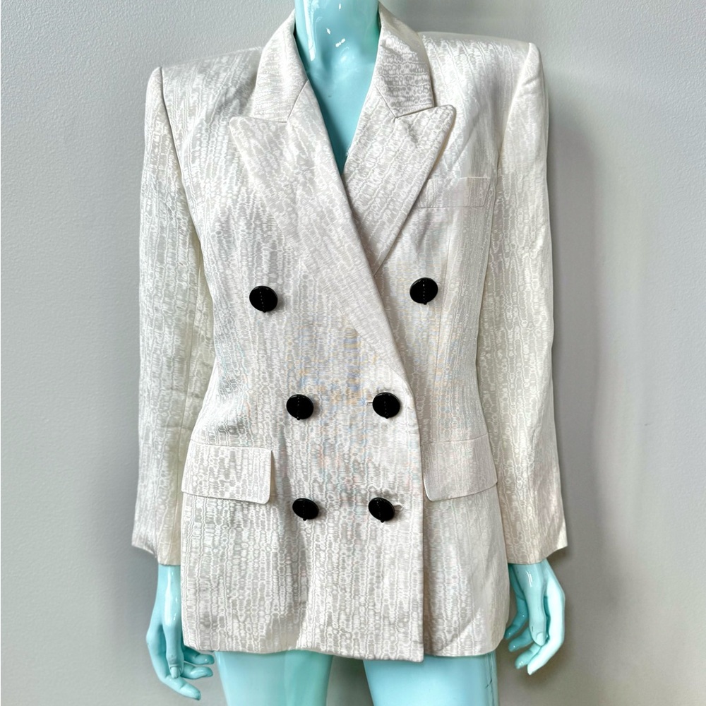 Vintage YSL Rive Gauche Ivory Jacquard Blazer